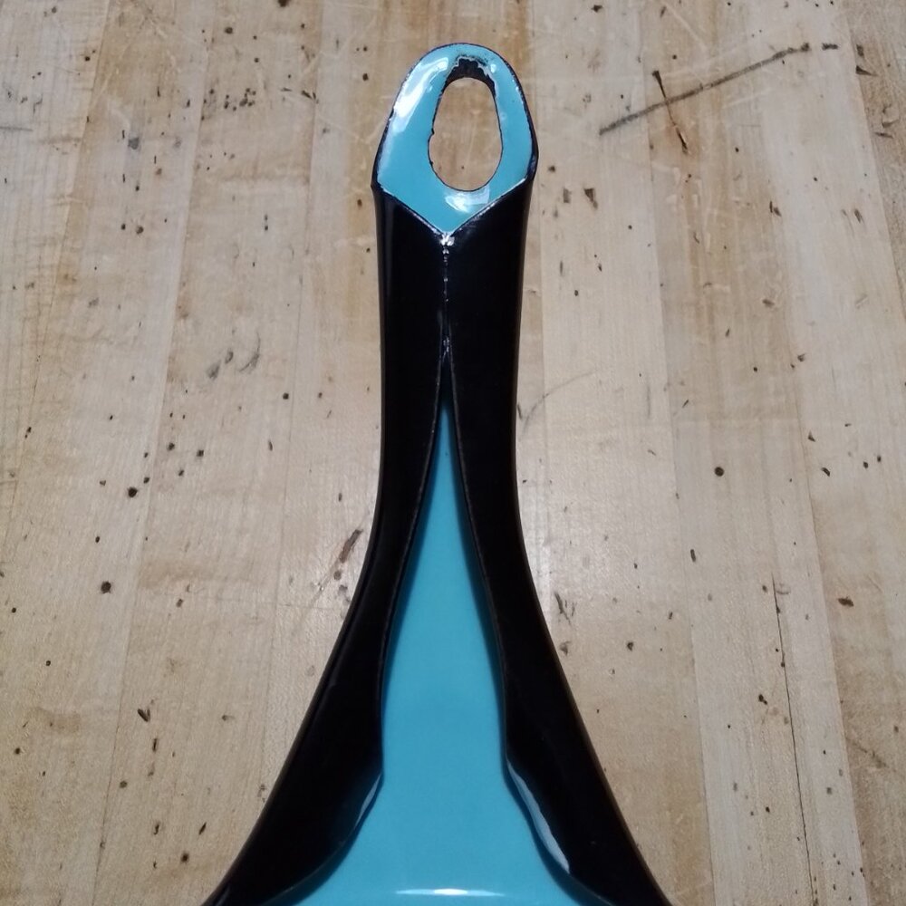 Vintage Enamel Pan Teal Paisley Retro Cookware 9 inch Skillet NOS - Picture 3 of 5